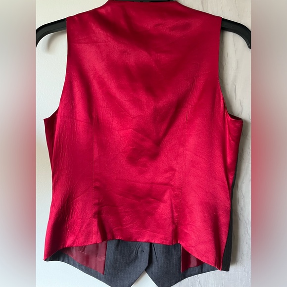 Anne Klein gray and red pinstripe suit vest size 2P - Picture 2 of 4